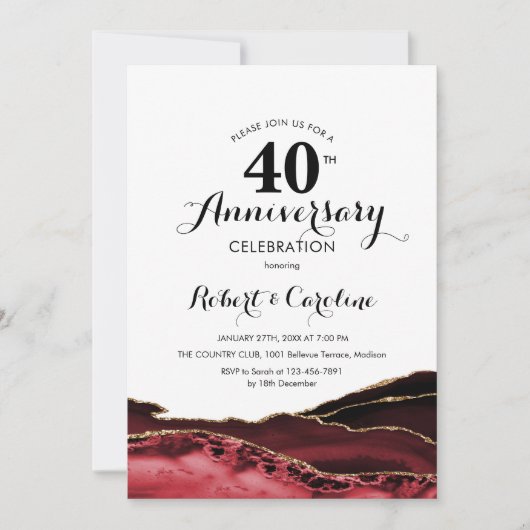 Invitation Ruby Red 40e Anniversaire (Devant)