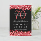 Invitation Ruby Red 70th Birthday Enregistrer la date (Debout devant)