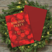 Invitation Ruby Red Bokeh Lights Faux Gold
