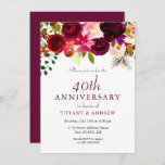 Invitation Ruby Red Burgundy Floral 40e Anniversaire du Maria<br><div class="desc">Ruby Red Burgundy Floral 40e Anniversaire du Mariage Voir collection et invitations correspondantes Pour hommes ou femmes</div>