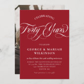 Invitation Ruby Red Calligraphie Tourbillonnant 40e anniversa (Devant / Derrière)