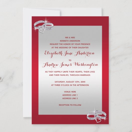 Invitation Ruby Red & Diamond Mariage    Mariage (Dos)