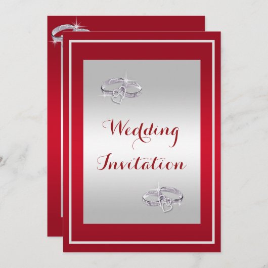 Invitation Ruby Red & Diamond Mariage    Mariage (Devant / Derrière)