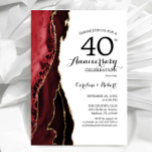 Invitation Ruby Red Elegant 40e Anniversaire<br><div class="desc">Ruby rouge surprise 40e anniversaire invitation de célébration. Design élégant et moderne avec aquarelle agate marbre arrière - plan,  fausse parties scintillant or et typographie script de police. Carte invitation élégante,  parfaite pour une soirée mariage d'anniversaire. Invitations Zazzle imprimées ou téléchargement instantané modèle imprimable numérique.</div>