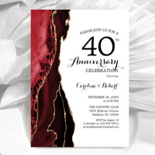 Invitation Ruby Red Elegant 40e Anniversaire