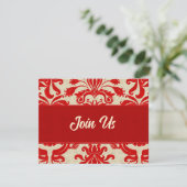 Invitation Ruby Red et Taupe Damask Professionnel Business (Debout devant)