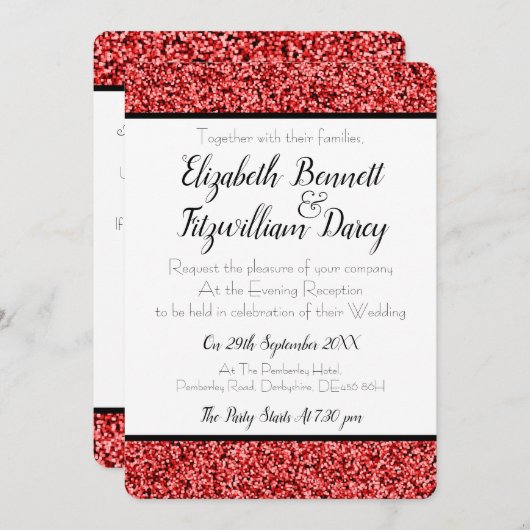 Invitation Ruby Red Faux Parties scintillant Soirée Invitatio (Devant / Derrière)