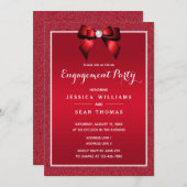 Invitation Ruby Red & Fiançailles élégant Gem (Devant / Derrière)