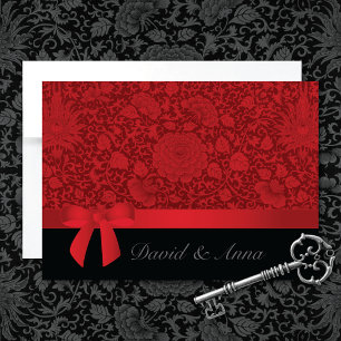 Invitation Ruby Red Floral Brocade Mariage