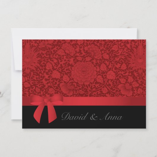 Invitation Ruby Red Floral Brocade Mariage (Devant)