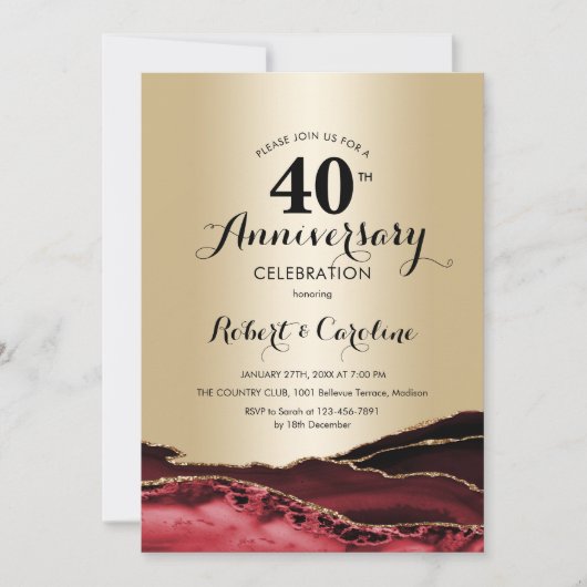 Invitation Ruby Red Gold 40e Anniversaire (Devant)