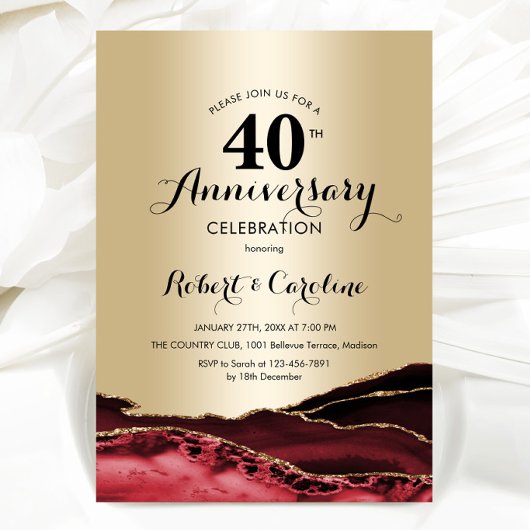Invitation Ruby Red Gold 40e Anniversaire