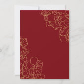 Invitation Ruby Red Gold Floral 40e Anniversaire (Dos)