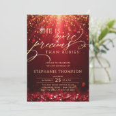 Invitation Ruby Red Gold Glitter Calligraphy 80th Birthday (Debout devant)