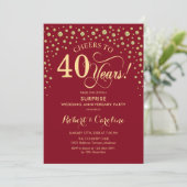 Invitation Ruby Red Gold Surprise fête du 40e anniversaire (Debout devant)