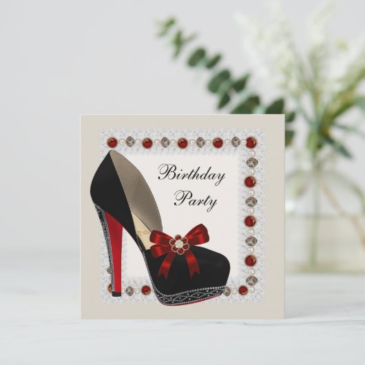 Invitation Ruby Red High Heel Chaussure Anniversaire Invitati (Debout devant)