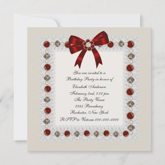 Invitation Ruby Red High Heel Chaussure Anniversaire Invitati (Dos)