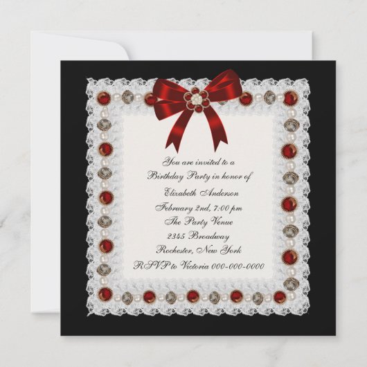 Invitation Ruby Red High Heel Chaussure Anniversaire Invitati (Dos)