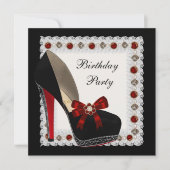 Invitation Ruby Red High Heel Chaussure Anniversaire Invitati (Devant)