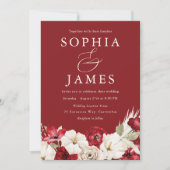 Invitation Ruby Red & Ivory Vintage Classic Mariage (Devant)