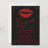 Invitation Ruby Red Lips Parties scintillant effet Bacheloret (Devant)