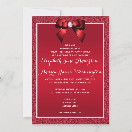 Invitation Ruby Red & Mariage élégant Gem (Devant)