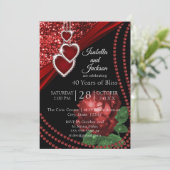 Invitation Ruby Red Parties scintillant et Rose (Debout devant)