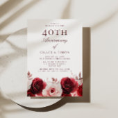 Invitation Ruby Red Roses 40e anniversaire du Mariage