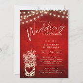 Invitation Ruby Red Rustic Mason Jar Mariage DIGITAL Imprimer (Devant)