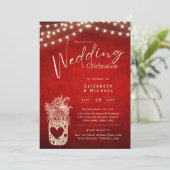 Invitation Ruby Red Rustic Mason Jar Mariage DIGITAL Imprimer (Debout devant)