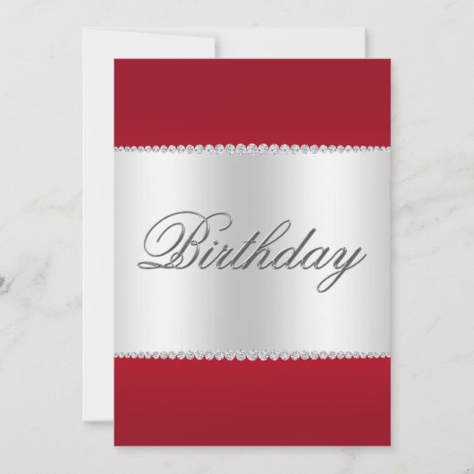Invitation Ruby Red, Silver & Gems Anniversaire (Devant)