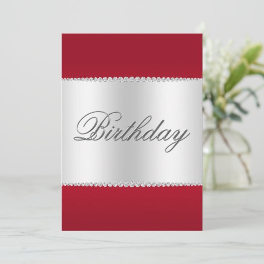 Invitation Ruby Red, Silver & Gems Anniversaire (Debout devant)