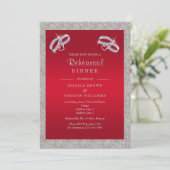 Invitation Ruby Red, Sparkly Silver Rings Dîner de répétition (Debout devant)