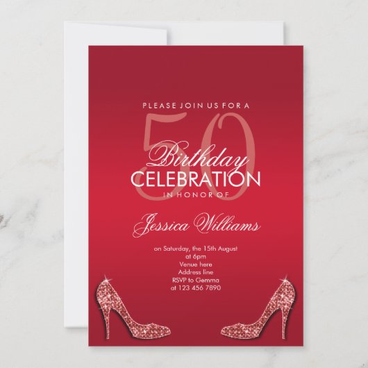 Invitation Ruby Red Stiletto & Treble Clef Anniversaire (Dos)