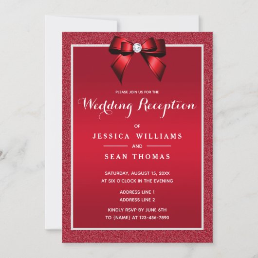 Invitation Ruby Red & Stylish Gem Wedding Réception (Devant)