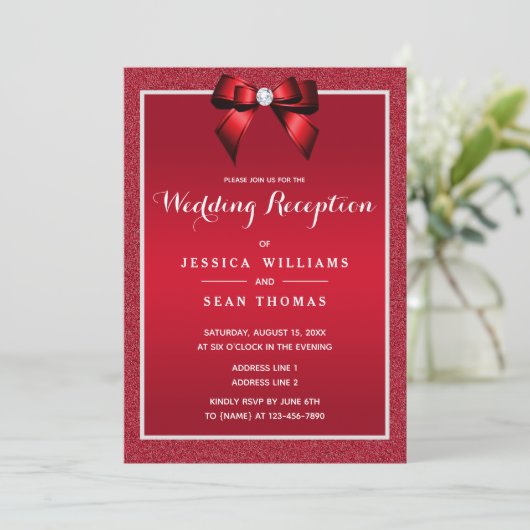 Invitation Ruby Red & Stylish Gem Wedding Réception (Debout devant)