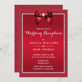 Invitation Ruby Red & Stylish Gem Wedding Réception (Devant / Derrière)
