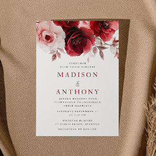 Invitation Ruby Red Vine Luxe Radiant Floral Mariage