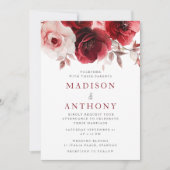 Invitation Ruby Red Vine Luxe Radiant Floral Mariage (Devant)