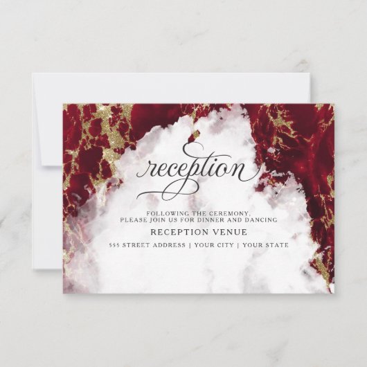Invitation Ruby Red Watercolor Geode BarefootBride™ (Devant)