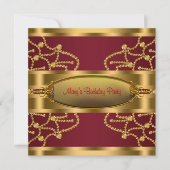 Invitation Ruby Red Wine and Burgundy Gold Birmingham Party (Devant)