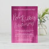 Invitation Ruby rouge abstrait art 40e anniversaire mariage (Debout devant)