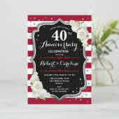 Invitation Ruby Rouge Argent Noir 40e Anniversaire (Debout devant)