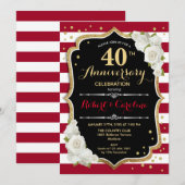 Invitation Ruby rouge or noir 40e anniversaire (Devant / Derrière)
