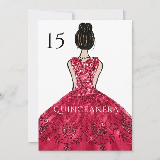 Invitation Ruby Sparkle Princesse Robe Quinceanera (Devant)