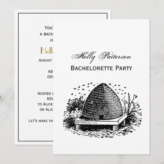 Invitation Ruche et Abeilles #1 Héraldique Vintage (Devant / Derrière)