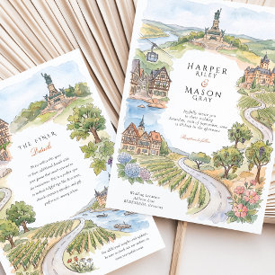Invitation Rüdesheim Allemagne Aquarelle Vallée du Rhin Maria