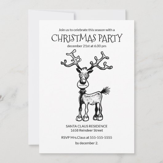 Invitation Rudolf le renne stressé (Devant)