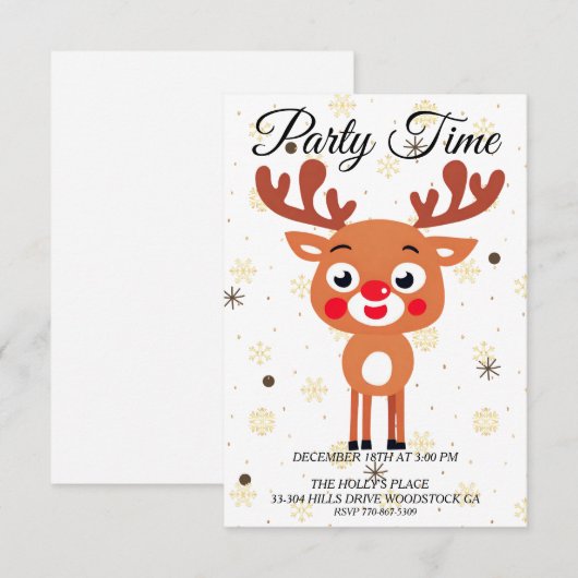 Invitation Rudolph Nez Rouge Renne (Devant / Derrière)