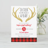 Invitation Rudolph Reindeer Oh Deer Noël 1er anniversaire (Debout devant)